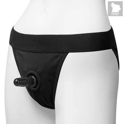 Трусики Vac-U-Lock - Panty Harness with Plug - Full Back, цвет черный, S-M - Doc Johnson