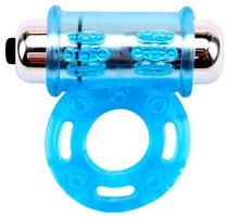 Голубое эрекционное виброкольцо Get Lock, цвет голубой - Chisa