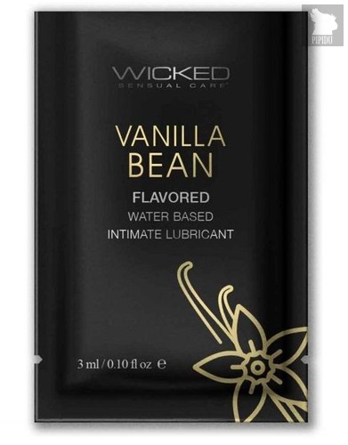 Лубрикант на водной основе с ароматом ванильных бобов Wicked Aqua Vanilla Bean - 3 мл. - Wicked