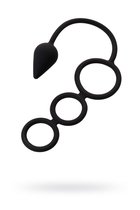 Тройное эрекционное кольцо с анальным хвостом Drop S-size, цвет черный - Erotist
