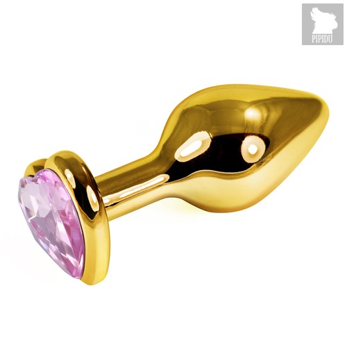 LOVETOY Heart Золотая пробка с розовым кристаллом, l-7,5 см, d=3 см, цвет розовый - LoveToy