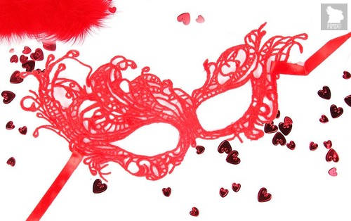 Красная ажурная текстильная маска Марго, цвет красный - Bioritm