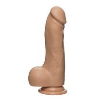 Телесный фаллоимитатор с изгибом и мошонкой Master D FIRMSKYN 7.5 with Balls - 19,05 см., цвет телесный - Doc Johnson