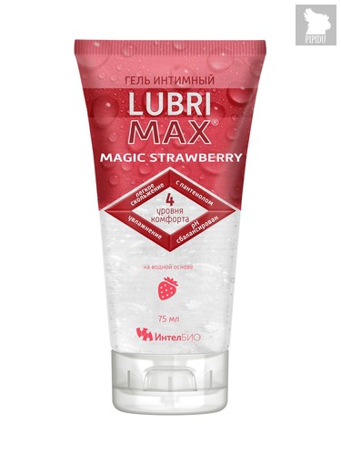 Интимный гель-смазка на водной основе Lubrimax Magic Strawberry - 75 мл. - Интелбио