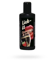 Смазка-массаж 3в1 Lick It со вкусом клубники с шампанским, 50 мл