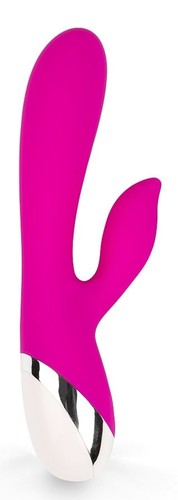 Ярко-розовый вибратор-кролик из силикона - 19 см., цвет розовый - Brazzers