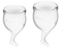Набор прозрачных менструальных чаш Feel secure Menstrual Cup, цвет прозрачный - Satisfyer
