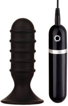Анальная вибропробка Ribbed Torpedo с рёбрышками, малая, цвет черный - Dream toys