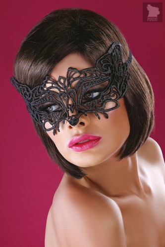 Широкая, закрывающая нос ажурная маска, цвет черный, размер OS - Livia Corsetti