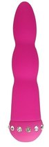 Розовый вибратор WAVY WAND со стразами - 14 см., цвет розовый - Howells