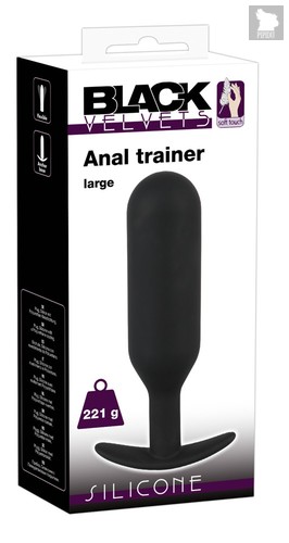 Анальная пробка с утяжелением цилиндрической формы большая Anal Trainer by Black Velvets, цвет черный - ORION