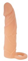 Насадка на пенис с кольцом для мошонки - 17,4 см., цвет телесный - Bioritm