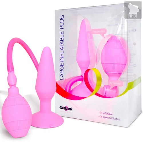 Анальная пробка с расширением Large Inflatable Plug большая, цвет розовый - Seven Creations