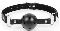 Черный кляп-шарик на регулируемом ремешке с кольцами, цвет черный - Bior toys