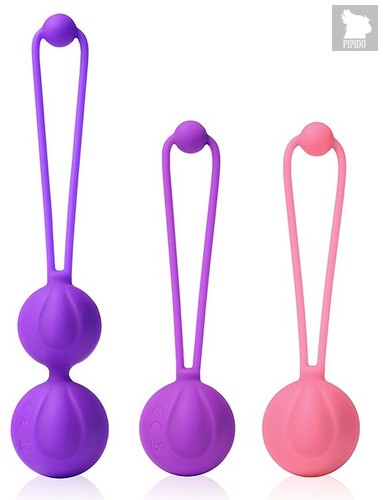 Набор из 3 разноцветных вагинальных шариков, цвет разноцветный - Aixiasia