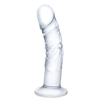 Стеклянный фаллоимитатор из стекла 7’’ Curved Realistic Glass Dildo With Veins - 15,9 см., цвет прозрачный - Gläs