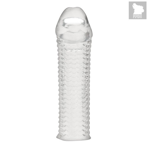 Текстурированная насадка на пенис Clear Textured Penis Enhancing Sleeve Extension - 16,5 см., цвет прозрачный - Blue Line