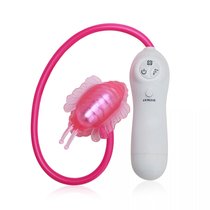 Розовая клиторальная помпа-бабочка с 7 функциями вибрации, цвет розовый - Erotic Fantasy
