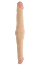 Двусторонний фаллоимитатор с утолщением посередине REALSTUFF DUO DONG 13.9INCH - 35,5 см., цвет телесный - Dream toys