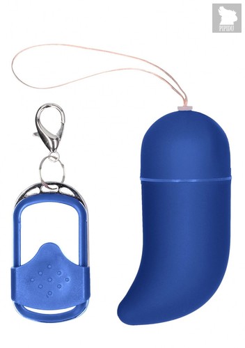Синее виброяйцо Medium Wireless Vibrating G-Spot Egg с пультом - 7,5 см., цвет синий - Shots Media