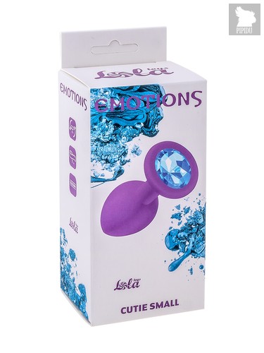 Малая фиолетовая анальная пробка Emotions Cutie Small с голубым кристаллом - 7,5 см, цвет пурпурный - Lola Toys