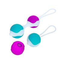 Разноцветные вагинальные шарики Orgasmic balls silicone, цвет голубой/сиреневый - Baile