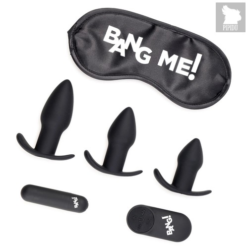 Набор для анальной стимуляции 28X Backdoor Adventure Remote Control 3 Piece Butt Plug Vibe Kit, цвет черный - XR Brands