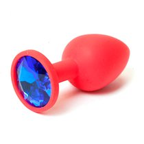 Анальная пробка Silicone Red 2.8 с кристаллом, цвет красный - Luxurious Tail
