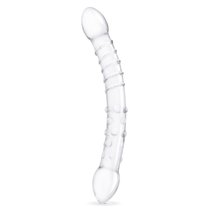 Двусторонний стеклянный фаллоимитатор 12’’ Girthy Double Trouble Glass Dildo - 30 см., цвет прозрачный - Gläs