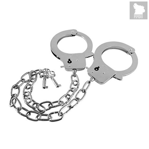 Наручники на длинной цепочке с ключами Metal Handcuffs Long Chain - Blush Novelties