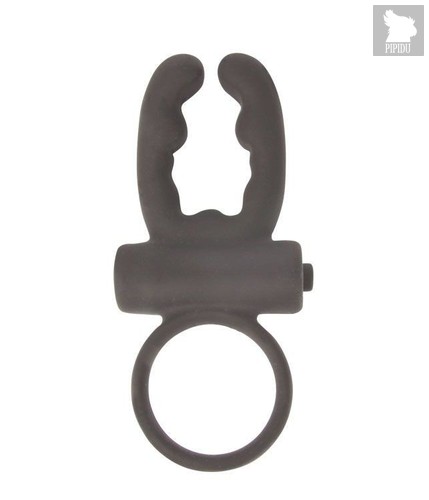 Чёрное эрекционное кольцо с вибрацией и рожками Sex Expert, цвет черный - Bioritm
