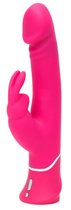 Розовый вибратор-кролик Realistic Dual Density Rechargeable Rabbit Vibrator - 25,5 см., цвет розовый - Happy rabbit