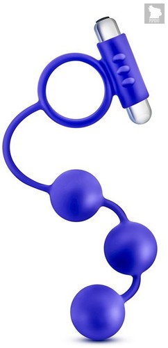 Синее эрекционное кольцо с анальным стимулятором Penetrator, цвет синий - Blush Novelties