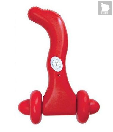 Красный водонепроницаемый вибромассажёр с колёсиками - 12,7 см, цвет красный - Dream toys