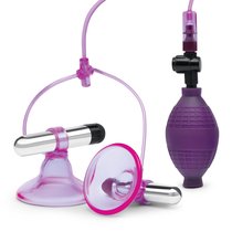 Вибропомпы для сосков Vibrating Nipple Suckers with Quick Release, цвет фиолетовый - Lux Fetish