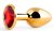 Золотистая анальная пробка с красным стразом - 7,2 см., цвет красный - anal jewelry plug