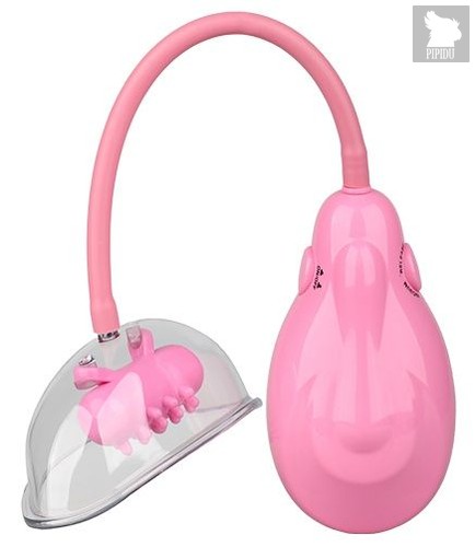 Розовый вакуумный вибромассажер VIBRATING VAGINA PUMP, цвет розовый - Dream toys