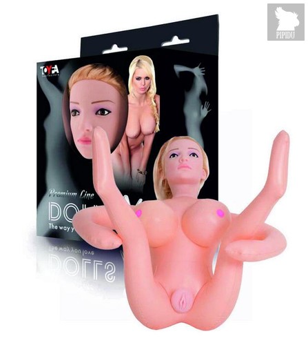 Надувная секс-кукла с реалистичной головой и поднятыми ножками, цвет телесный - Toyfa
