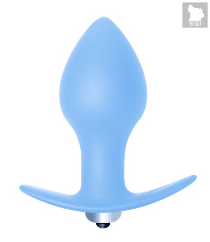 Голубая анальная пробка с вибрацией Bulb Anal Plug - 10 см, цвет синий - Lola Toys