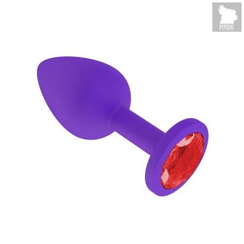 Анальная втулка силиконовая фиолетовая с красным кристаллом маленькая, цвет фиолетовый - МиФ