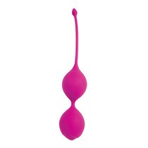 Ярко-розовые двойные вагинальные шарики с хвостиком Cosmo, цвет розовый - Bioritm