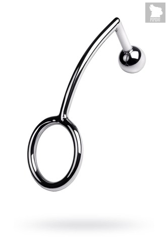 Металлическое эрекционное кольцо размера M с анальной втулкой, цвет серебряный - Toyfa