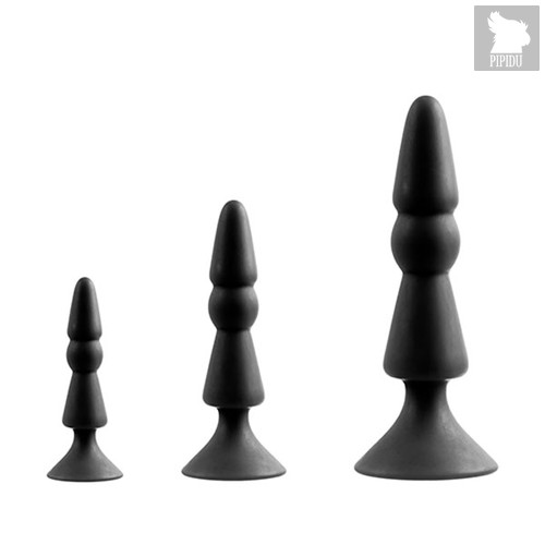 Набор из анальных пробок Menzstuff 3-Piece Anal Cone Set, цвет черный - Dream toys