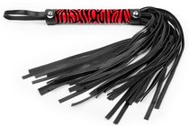 Черная многохвостовая плеть с круглой красной ручкой-зеброй - 39 см., цвет красный/черный - Bioritm
