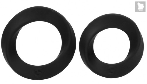 Набор из двух черных эрекционных колец N 86 Cock Ring Set, цвет черный - Shots Media