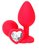 Красная силиконовая анальная пробка с прозрачным стразом-сердцем - 8,5 см., цвет прозрачный - Vandersex