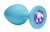 Малая голубая анальная пробка Emotions Cutie Small с фиолетовым кристаллом - 7,5 см, цвет голубой - Lola Toys
