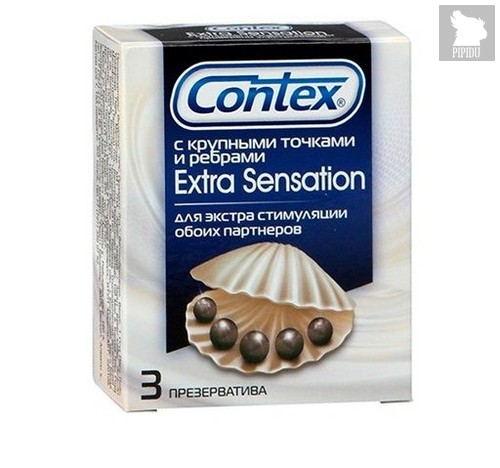 Презервативы с крупными точками и рёбрами Contex Extra Sensation - 3 шт. - CONTEX