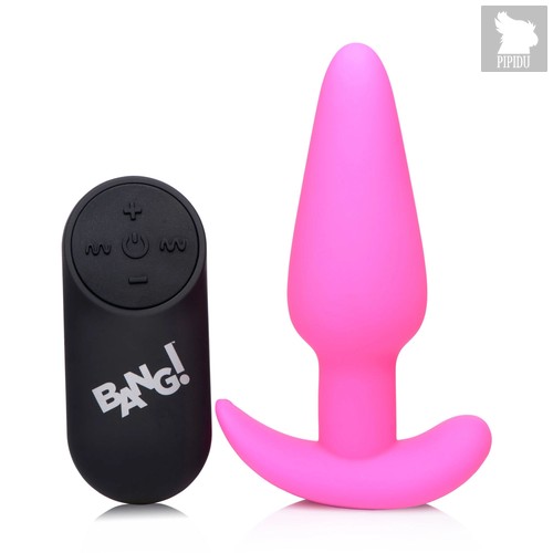 Розовая анальная вибропробка с пультом ДУ 21X Remote Control Vibrating Silicone Butt Plug - 10,4 см., цвет розовый - XR Brands