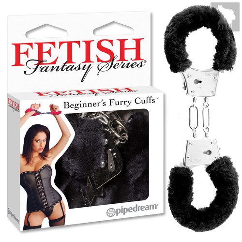 Наручники Fetish Fantasy Series Beginner's Furry Cuffs с искусственным мехом, цвет черный - Pipedream